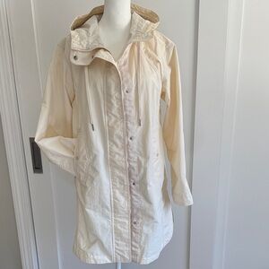 Athleta Cream Hooded Utility Rain Jacket